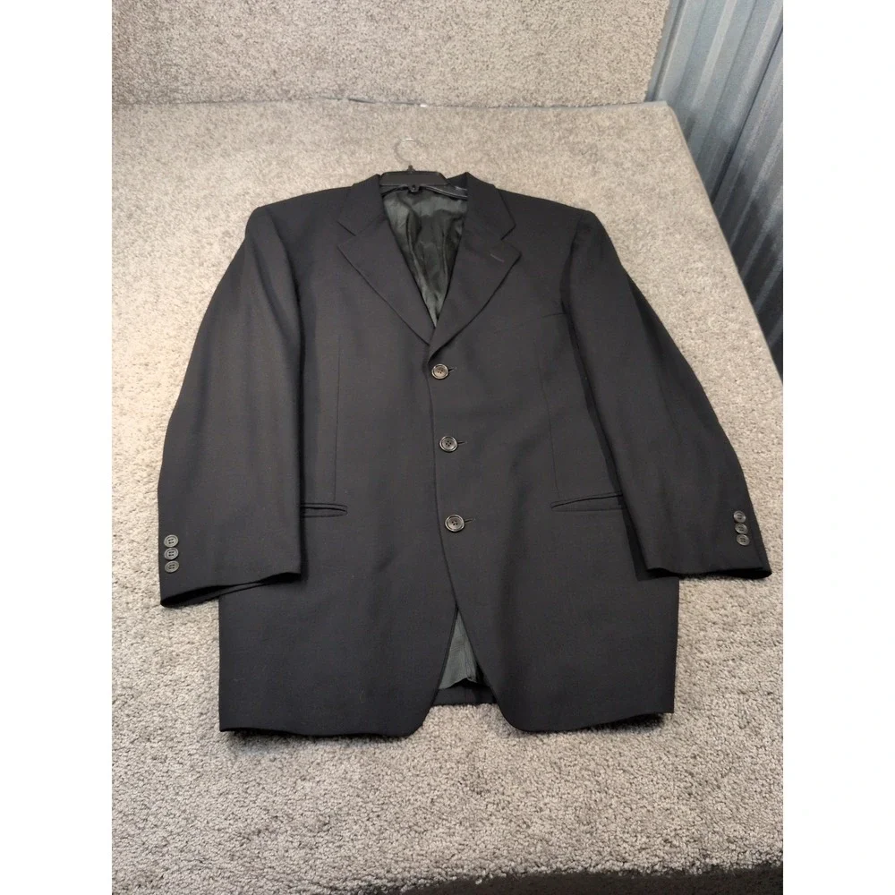 Ermenegildo Zegna Soft Black Wool 3-Button Blazer Sport Coat Made in Switzerland